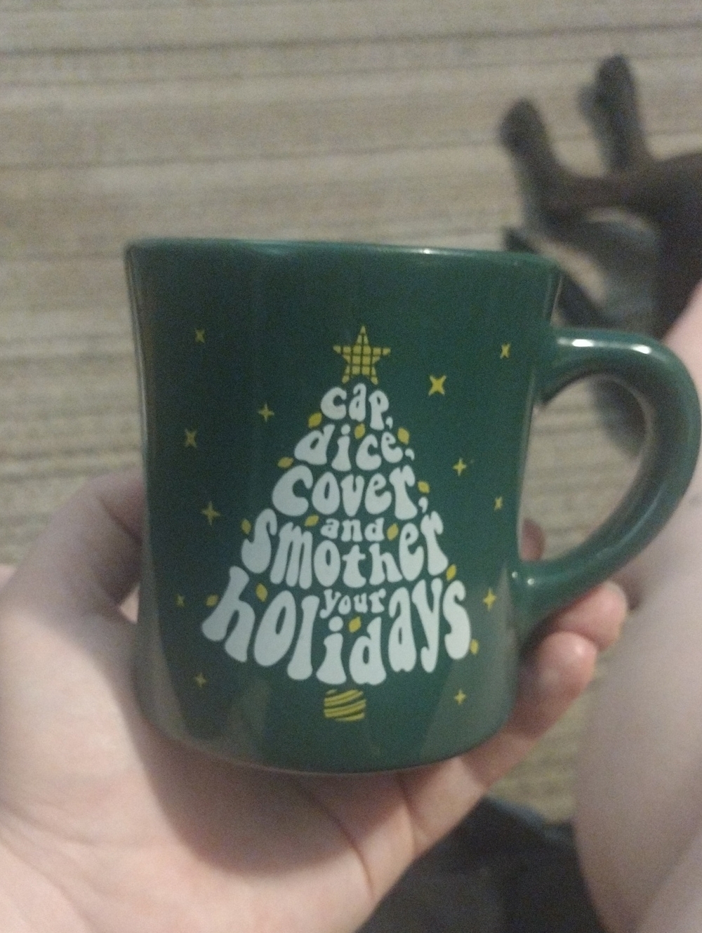 Waffle House Mug 2024 Holiday Green Ceramic Mug with Festive Tree Typography